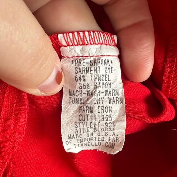 Tianello Red Tencel Button Down Jacket Shirt - Picture 10 of 14